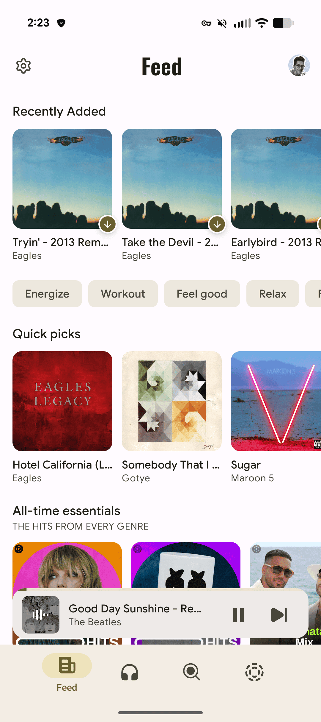 Feed with mini player